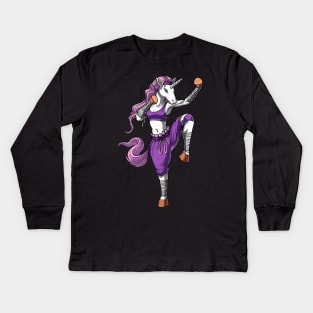 Unicorn Kickboxing Ninja Kids Long Sleeve T-Shirt